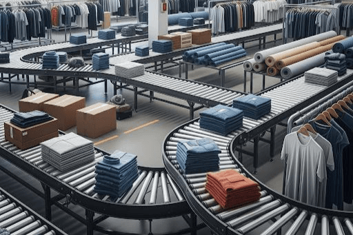 Apparel production and packing illustration